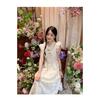 Gentle wind design sense niche French waist fairy embroidered floral dress spring and summer high-end lady dress