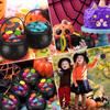 Halloween Witch Cauldron Decoration,Mini Black Plastic Witches Cauldron,Pumpkin Treat Bucket,Candy Basket,Trick Or Treat