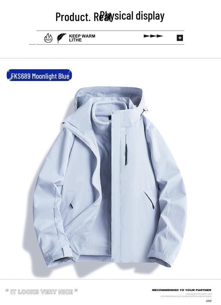 Giacca da sci 3-in-1 Unisex: Antivento, Impermeabile, Cappuccio Staccabile, Foderato in Pile per Sport all'Aperto e Arrampicata