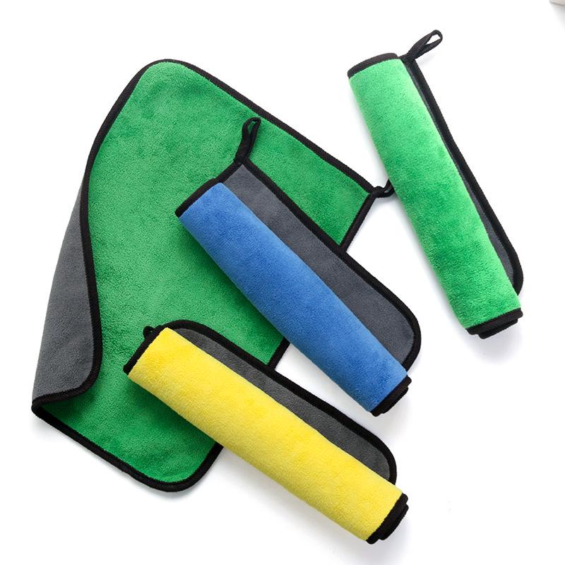Koralový fleece ručník na mytí auta - Velký, Oboustranný, Vysoce savý, Silný, Dvoubarevný ručník na sušení a čištění.