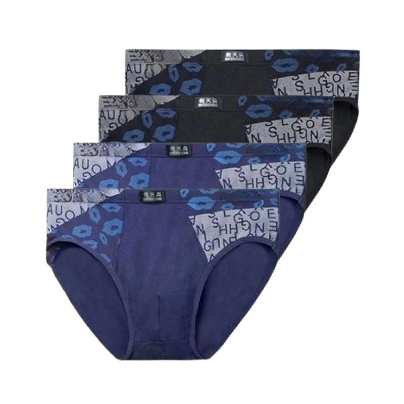 4 Stück Herren Modal Slips Mittelhoch Bedruckte Unterwäsche Atmungsaktiv Weich Männliche Dreieckslips Für Jugendliche Tägliches Tragen L XL XXL 3XL 4XL 5XL