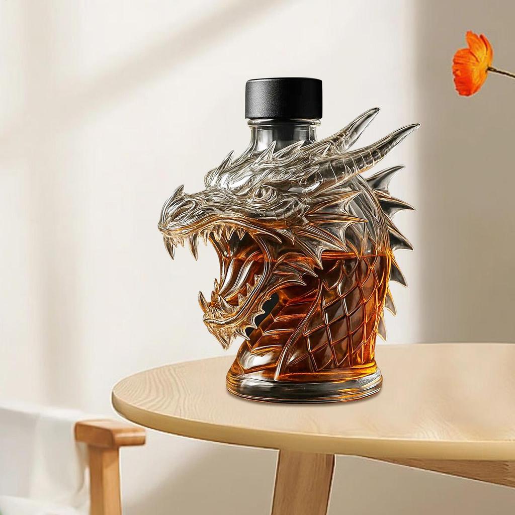 Caraffa in Vetro Bottiglia per Whiskey Trasparente Animale Drago Caraffa per Whiskey in Vetro Regalo per Amante del Whiskey Uomini Padre Marito