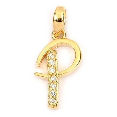 [M8782] - Gold Plated Pendant 'Letter P' White Gold - 21x10 Mm