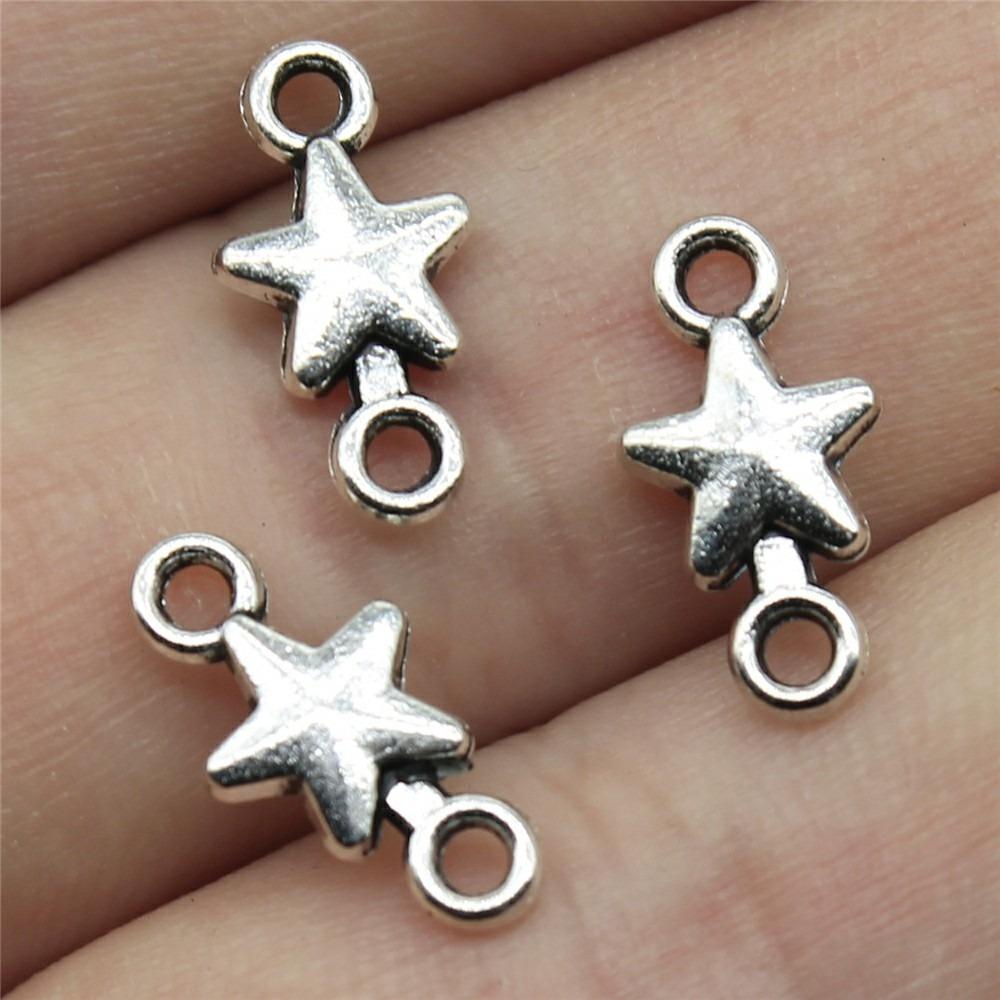 100Pcs/Bag Mini Five-Point Star Style Connector Handmade Charms Pendant DIY for Bracelet Necklace 15x7mm