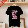 Happy Easter Pink Floral Chinoiseries Bunny Bow TShirt Holiday Party Gift Cute Rabbit Unisex TopsOneck Short Sleeve Graphic Tops