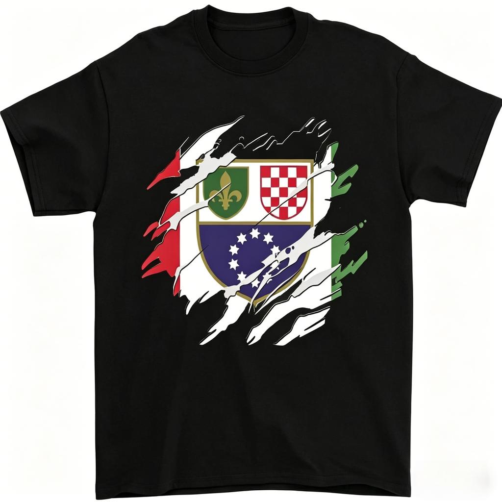 Hot Trending Torn Bosnia and Herzegovina Flag Day Football TShirt Design Preview Only Tshirt 2026 Unisexs Womens Cotton Tshirt