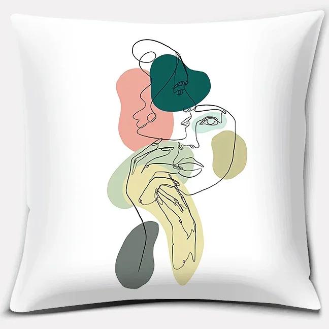 Home Decor Car Sofa Cushion Cover Abstract Face Collection Print Square Pillowcase
