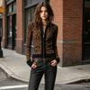Women's Retro Leopard Print Zip Up Slim Fit Cardigan – Vintage Fashion Knit Cardigan