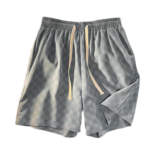 

Мужские шорты с шахматным узором, боковыми карманами, эластичным поясом, широкими штанинами, свободным кроем L синий