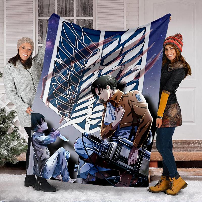 Attack on Titan printed throw blanket—lightweight,soft,warm;versatile blanket for all seasons—perfect as &air-conditioning throw,nap blanket