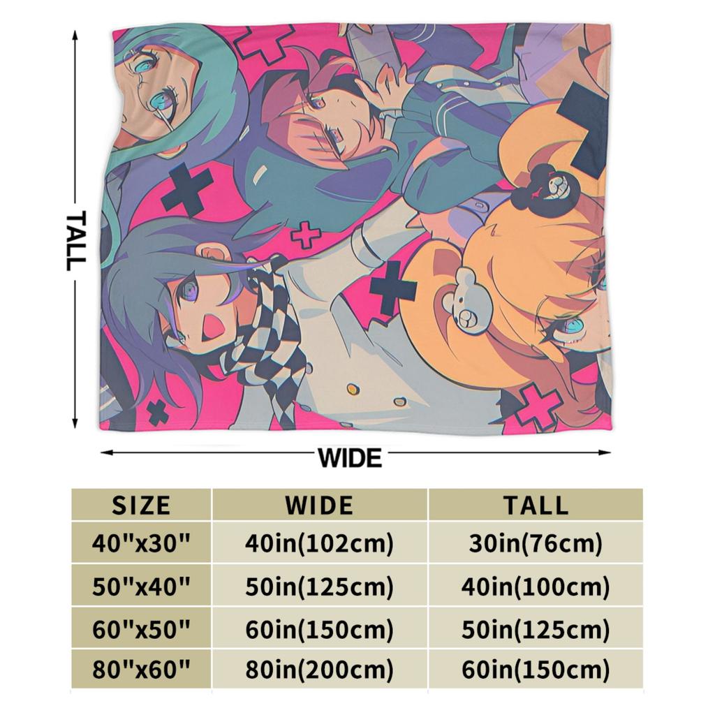 Danganronpa Japanese Anime Throw Blanket for Couch  Fuzzy Soft Plush Blanket 50x60 Inch Multi-size Bedspreads for All Seasons