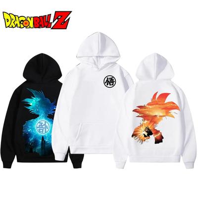 Moletom com Capuz de Anime Japonês Dragon Ball Masculino Padrão Manga Goku Street Wear Pulôver com Capuz Manga Longa Moletom de Lã