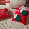 1PC Nuan Series Fashionable and Versatile Christmas Style Red Pillowcase Plush Embroidery Soft Cushion Cover for Sofa Living Room Bedroom Home Decor