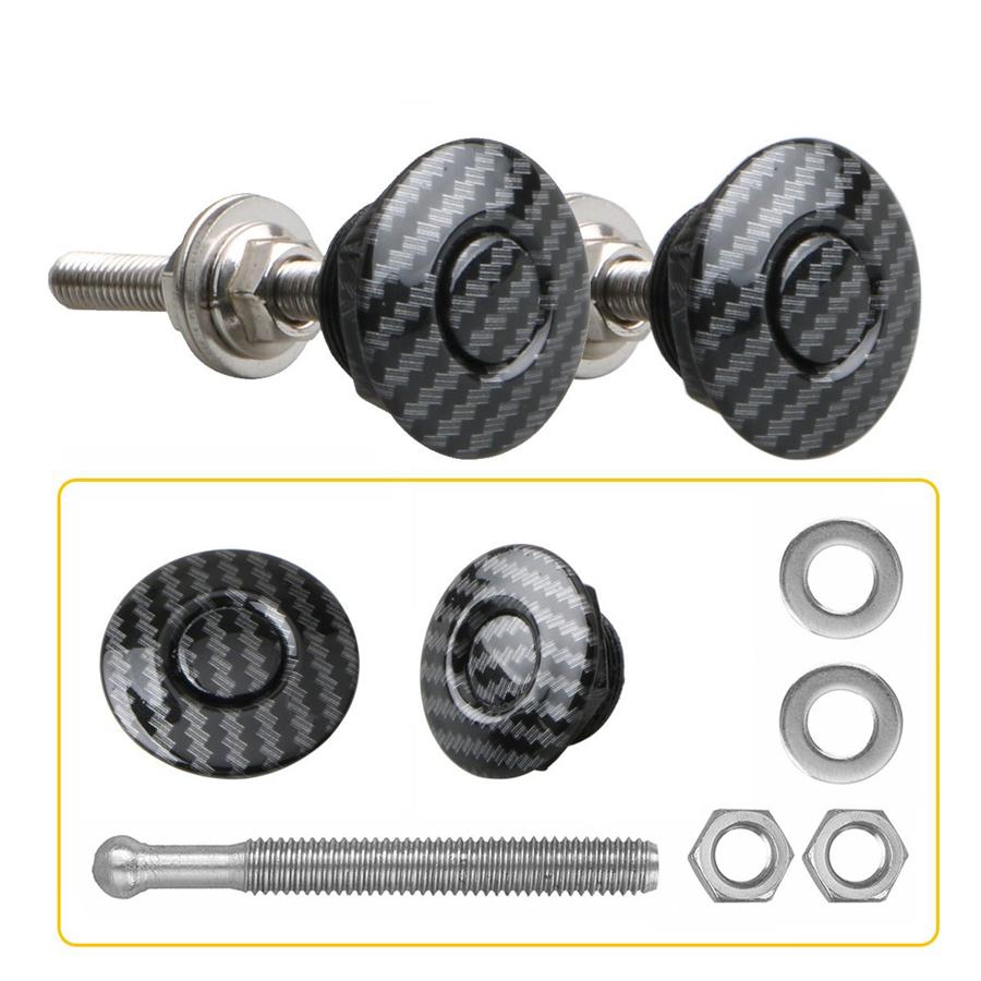 4x 3D Carbon Fiber Color Car Push Button Hood Quick Release Pins Bonnet Lock Clip Bumper Latch