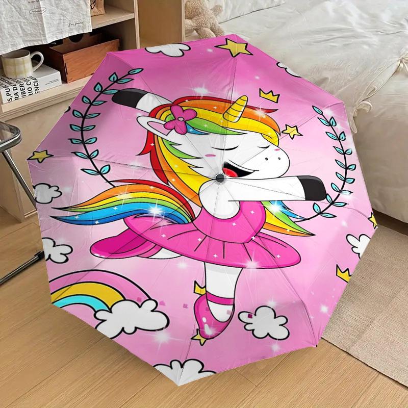 1PC Unicorn Ballet Umbrella-8-Rib Reinforced Portable Folding Travel Suitable for All Seasons Outdoor Daily Use-G363