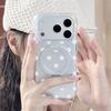 Transparent Matte Phone Case With White Polka Dots IPhone 17 16 Pro Max 15 Series 360 Rotating Stand Soft TPU Shockproof Cover