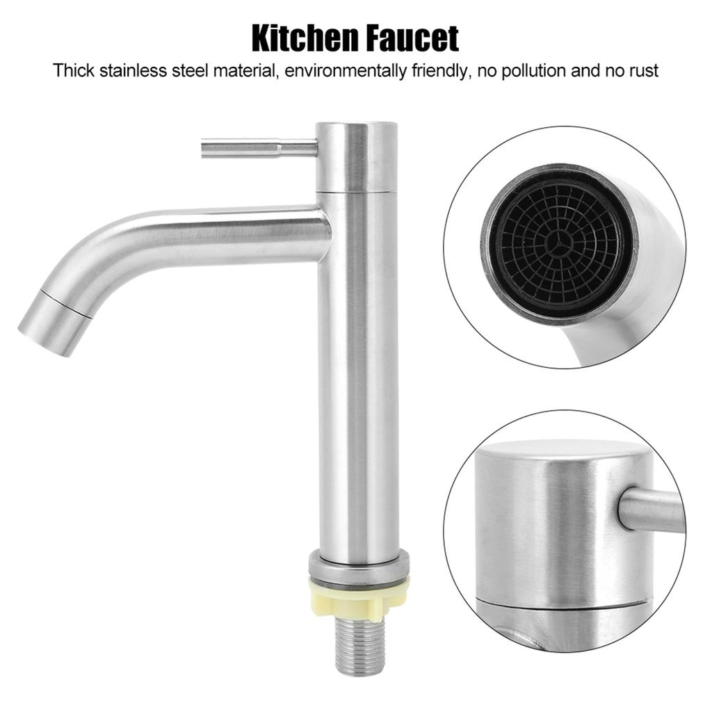 G1/2in Male Thread Stainless Steel Water Faucet Undercounter Single Cold Water Tap