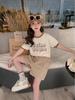 Ensemble T-shirt et Short d'Été Coréen Chic 2026 à Imprimé Lettres pour Filles - Style Décontracté Tendance