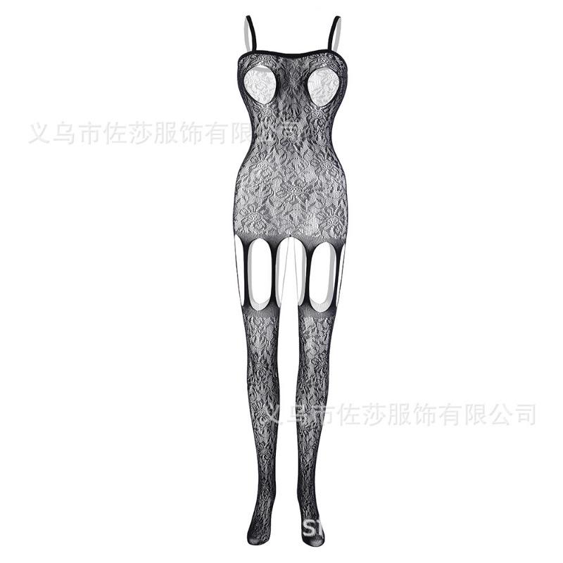 Sex clothes, hollowed out, mesh, one-piece stockings, milk leakage sling, open gear hanging