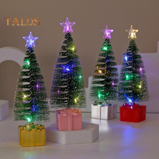 4 sztuki małych ozdób choinkowych z diodami LED zasilane bateriami realistyczne miniaturowe akcesoria na choinkę stołową