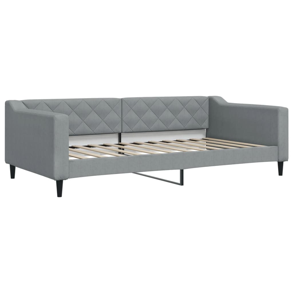 Pull Out Daybed with Mattress Light Grey 100 X 200 Cm Fabric