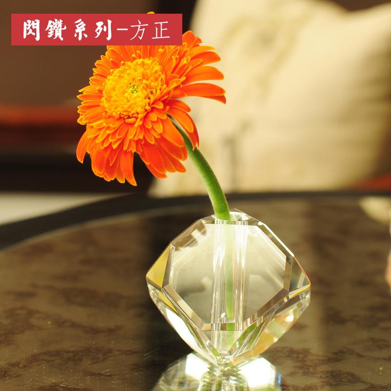 European Crystal Glass Small Vase, Fresh Tabletop Ornaments, Flower Plant, Transparent Bottle, Modern Home Decoration Accessorie