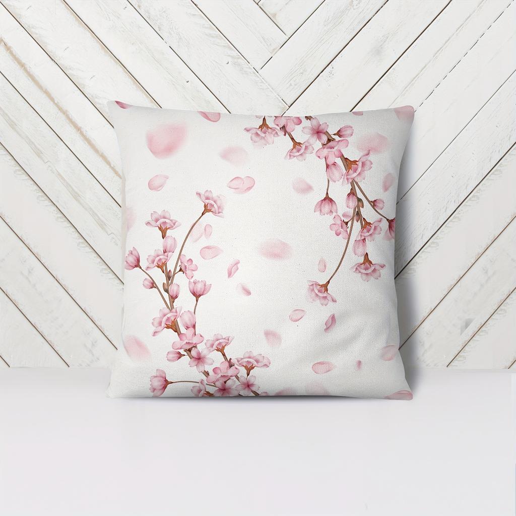 Cherry Blossom Polyester Pillowcases Double-Sided Floral Pattern Decorative Cushion Covers For Sofa Bed Living Room Home Decor