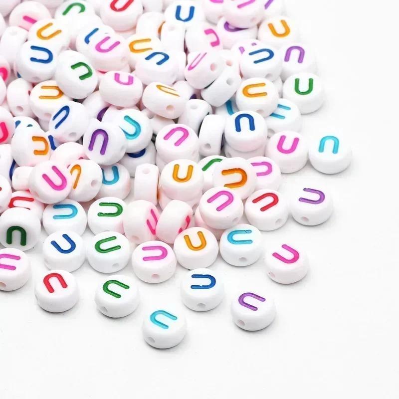 Acrylic A-Z 26 Letter Round Beads Colorful Alphabet Loose Spacer Beads For Jewelry Making Diy Bracelet Necklace Accessories
