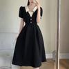 Women's Summer New Fashion Fake Two-piece Short-sleeved Dress Design Midi Skirt