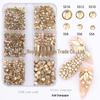 Nail Art Rhinestones: Mixed Color AB Light Pink Champagne Glass Set - Six Grids