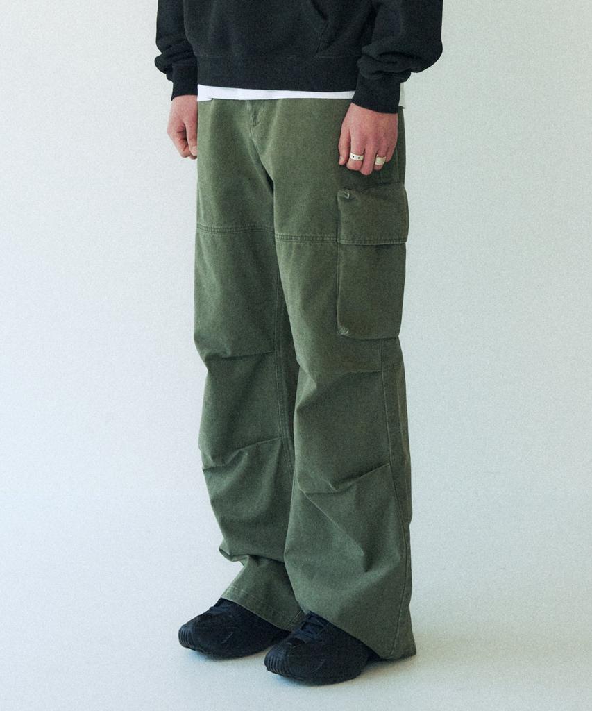 SLOWACID Dyed Cotton Wide Cargo Pants [Khaki]