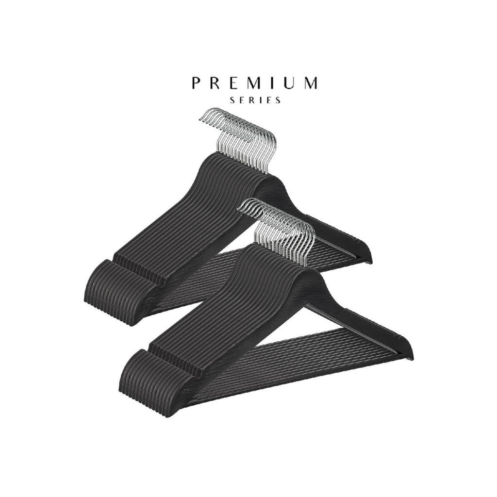 A Plus Boxed Wooden Look Hanger 12 Pieces Black Silver Clothes Hanger Trousers Shirt Hanger