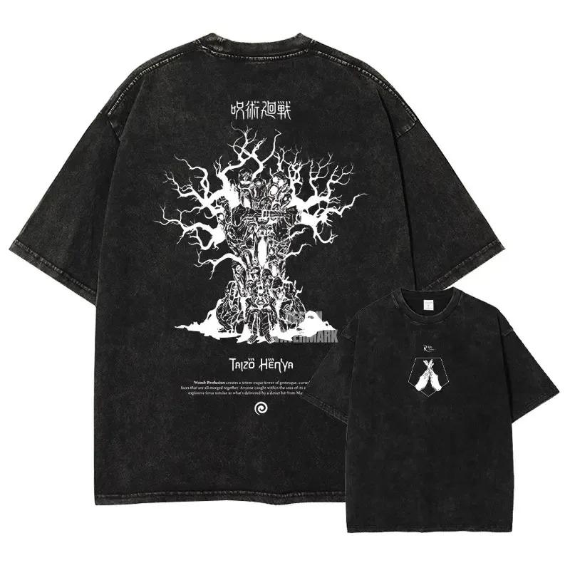 Anime J-Jujutsu K-Kaisen T Shirts Manga Washed Oversized Vintage Washed High Quality Hot Product Unisex Sweatshirt Sports Soft