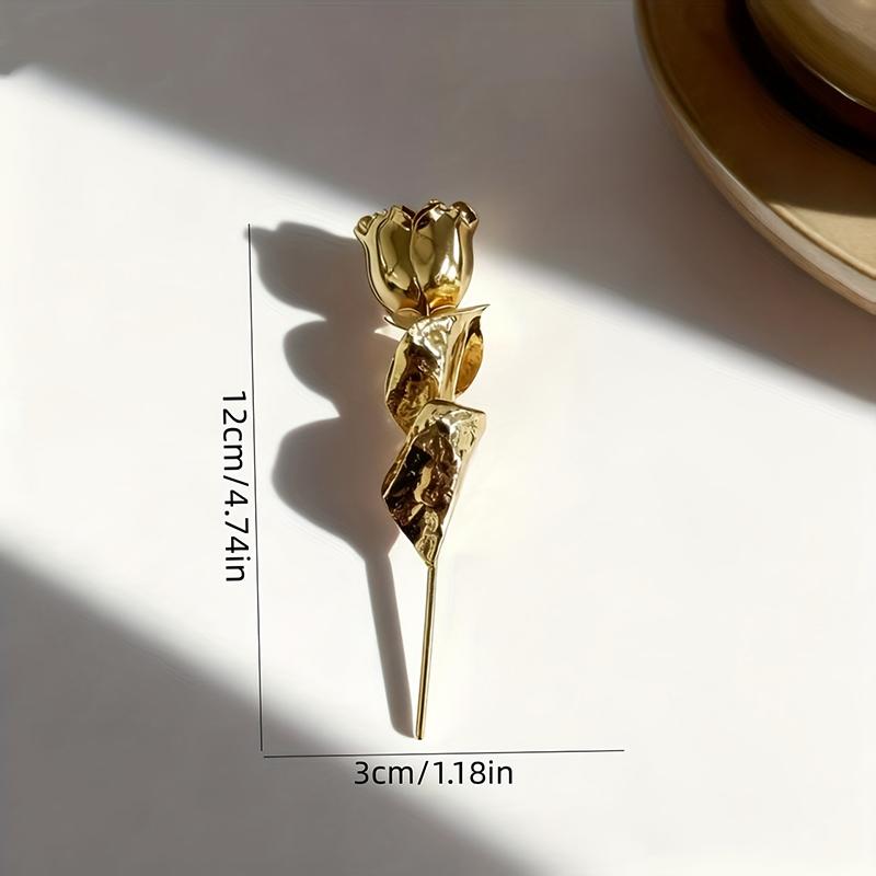 High-End Gold Color Rose Flower Brooch Suit Coat Badge Fashion Jewelry Lapel Pins For Women And Men Gift Accessories