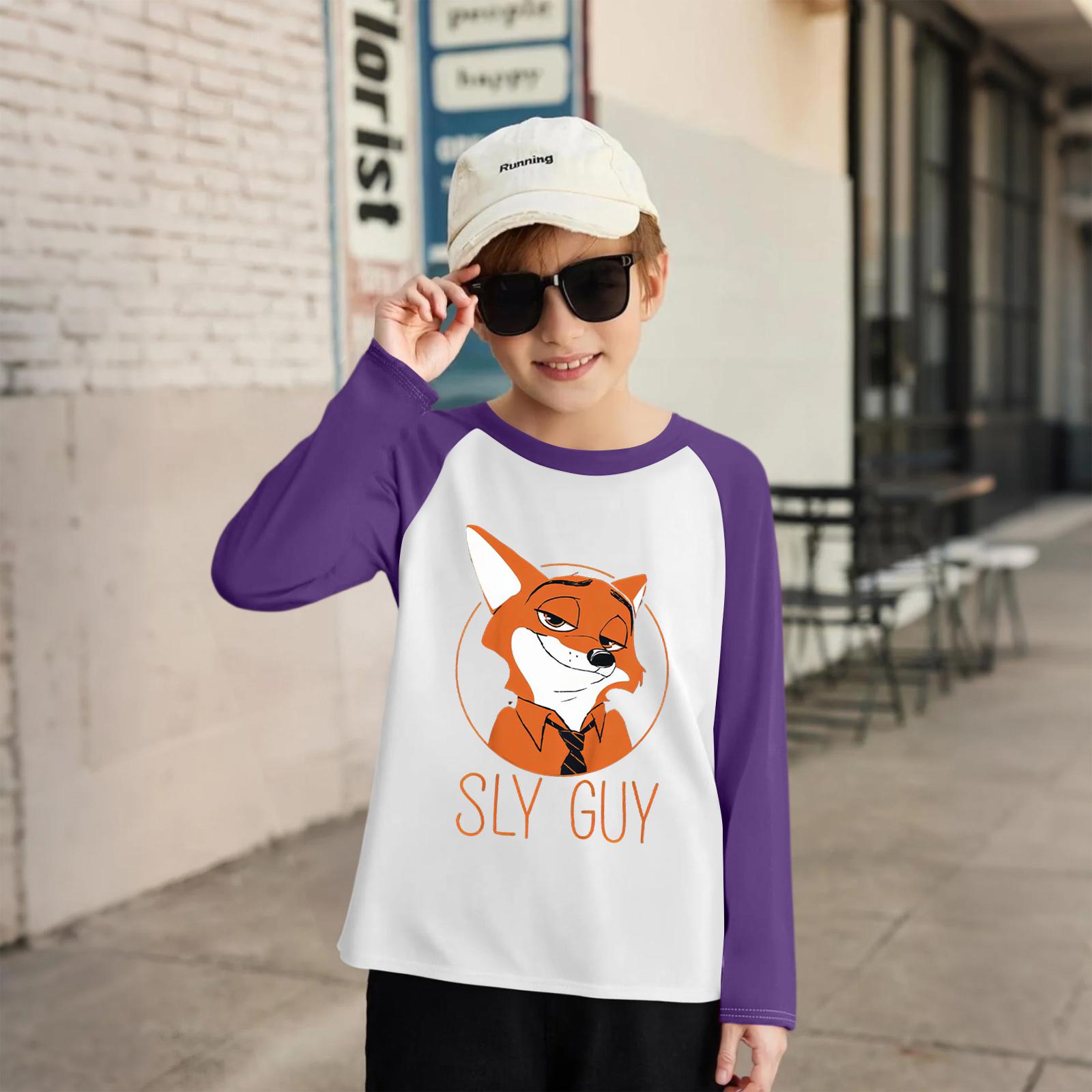 

Children s Fashionable And Comfortable Round Neck Printed Loose Long-sleeved Top 120 фіолетовий