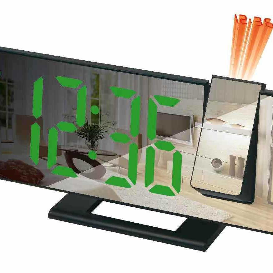 Large Screen LED Projection Alarm Clock with Mirror Display, Multifunctional Digital Clock 3618LP