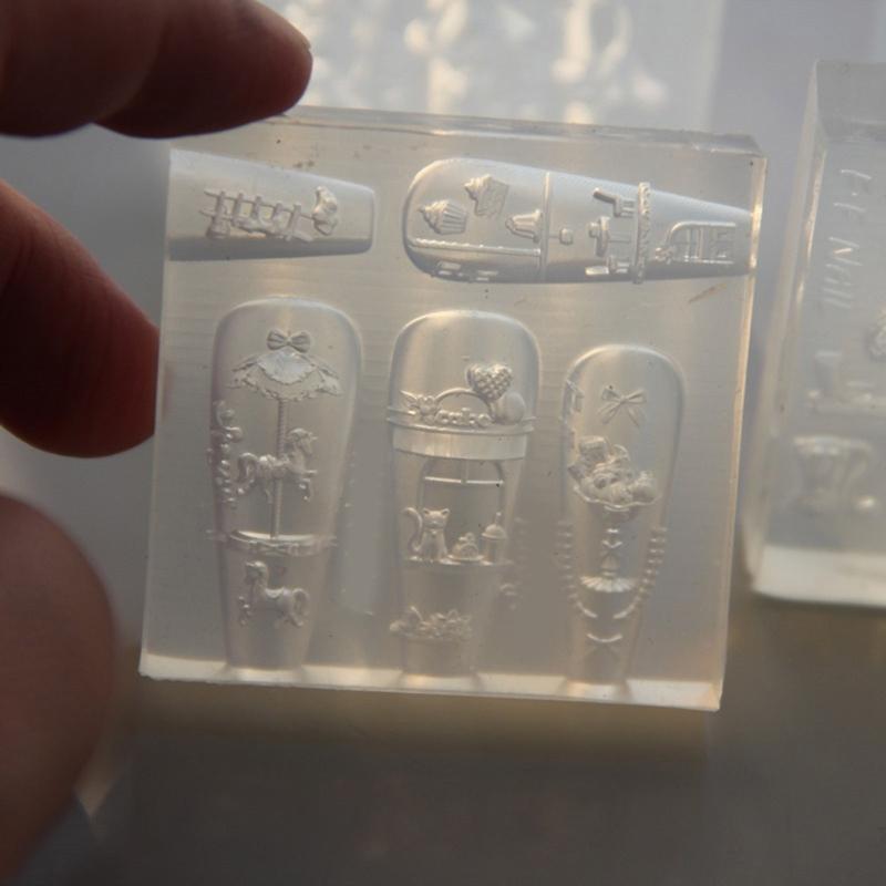 Reusable Nail Casting Mold Nail Charm Silicone Mold Halloween Themed Stereoscopic Carving Nail Art Jewelry Tool
