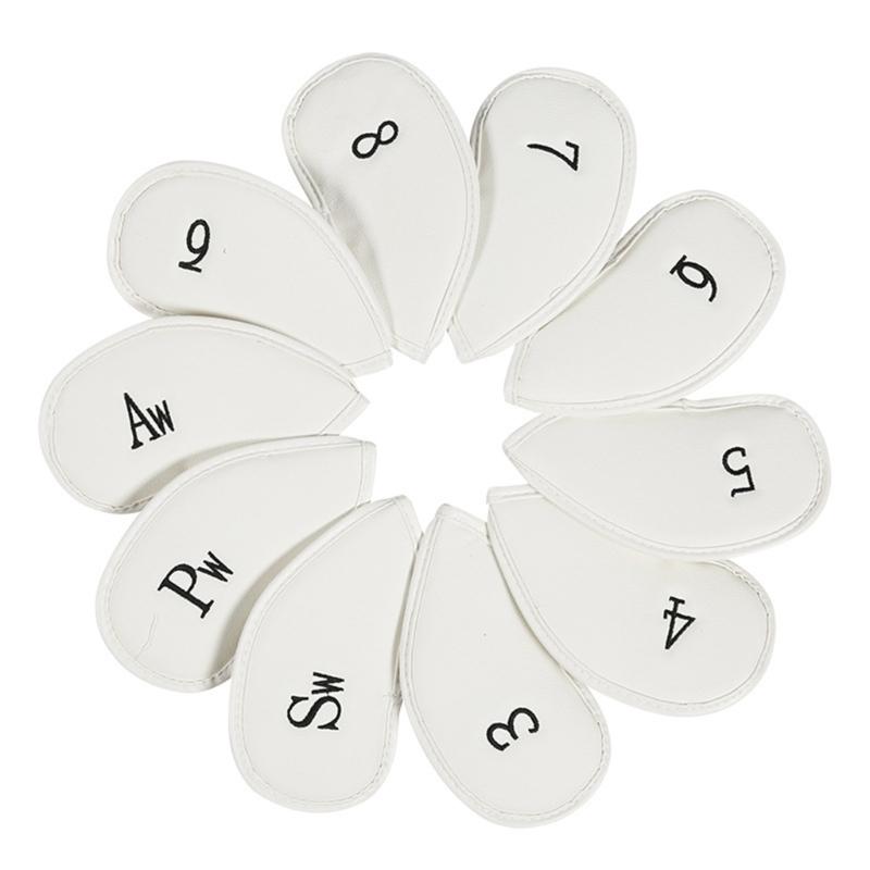 10Pcs Golf Head Cover Color Leather Iron Cover Golf Club Cover with Big Number