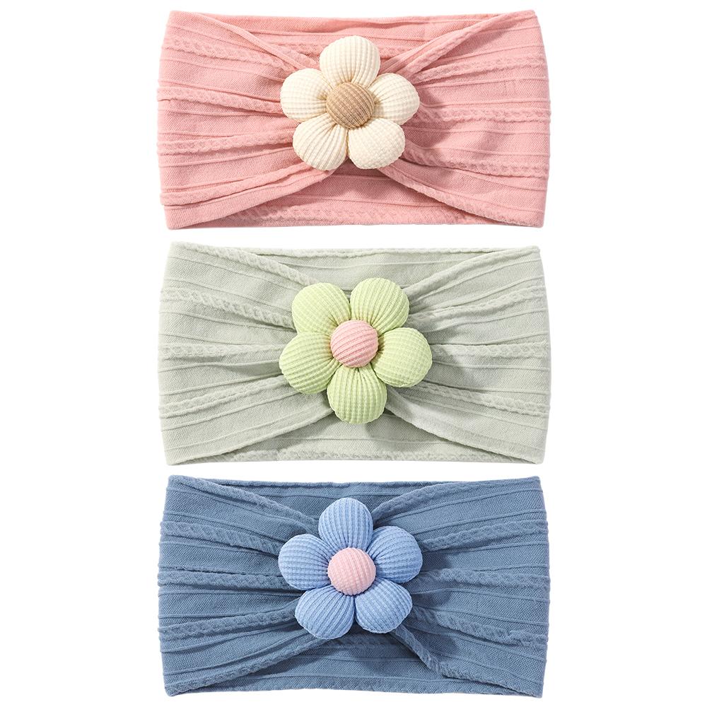 

3 шт. Мягкий нейлоновый платок Астик Подходит для новорожденной девочки Цветочная повязка на голову Эластичная повязка на голову Тюрбан Аксессуары для волос для малышей