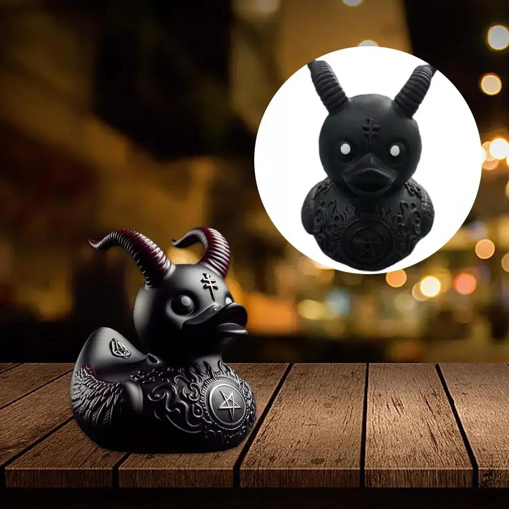 2024 Duck Statue Gothic Sculpture Punk Animal Figurine Resin Desk Decoration Collectible Figurines Satan Duck Tabletop Ornaments
