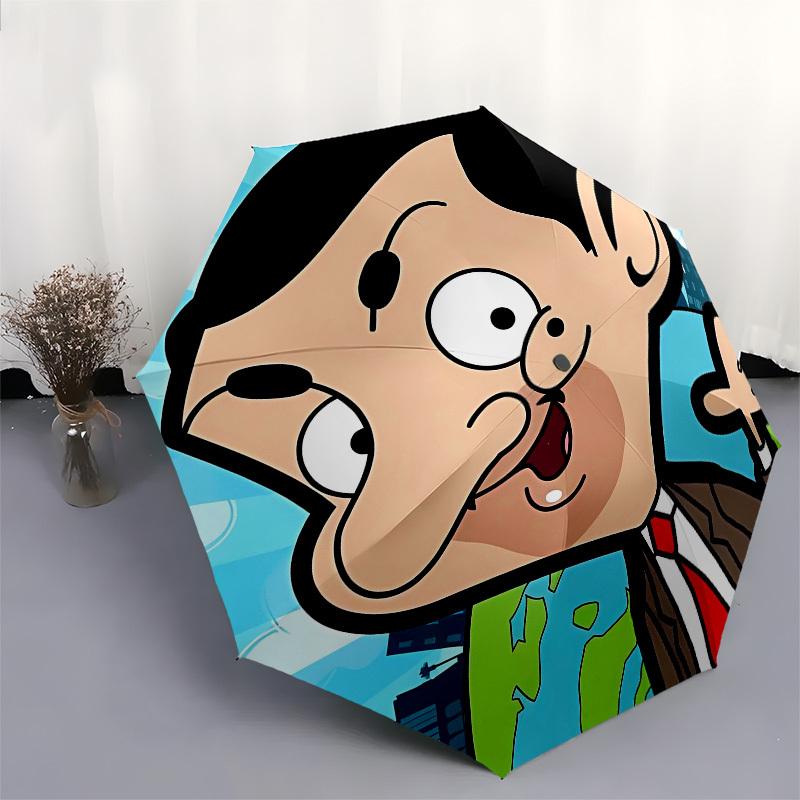 Mr. Bean, Cartoon Automatic Opening and Closing, 8 rib Structure Portable Umbrella, Suitable for Men and Women in All Seasons  Perfect Gift
