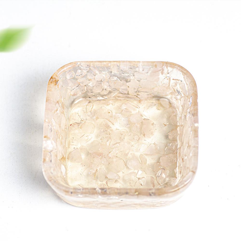 Resin Geometric Dismagnetization Bowl With Natural Crystal Fill For Modern Living Room Decor