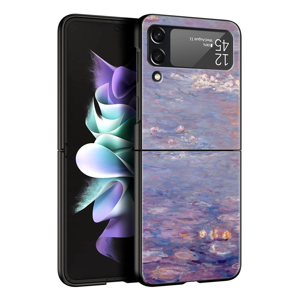 For Samsung Galaxy Z Flip 3 4 5 Hard Black Folding PC Phone Case Claude Monet Impressionism Painter For Samsung Z Flip3 Cover
