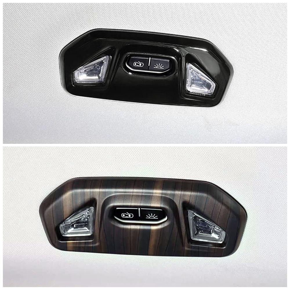 For GWM Tank 300 2024 2024 RHD LHD Wood Grain Accessories Rear Reading Light Frame Trim Black Interior Decor Carbon Sticker
