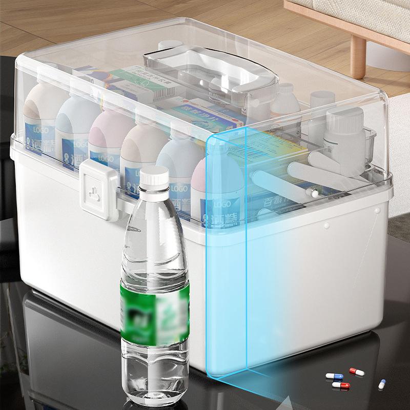 NEW Large Household Storage Box with Handle Medicine Box Moisture-proof Dustproof Grocery Multilayer Storage Box Home Storage