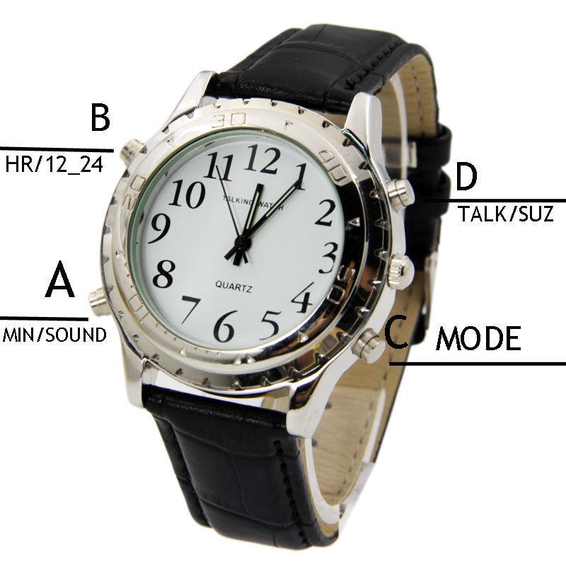 Elderly-Friendly Voice Watch: Stainless Steel, Time Announcement, Alarm, Hourly Chime, Ideal for the Blind