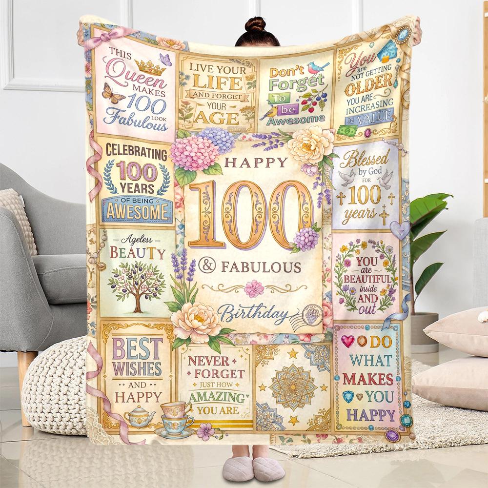 Happy Years Birthday Blanket Ultra-Soft Suitable for Seaside Bed Picnics for All Seasons Warmthful Decor Perfect Gift for Relatives and Friends