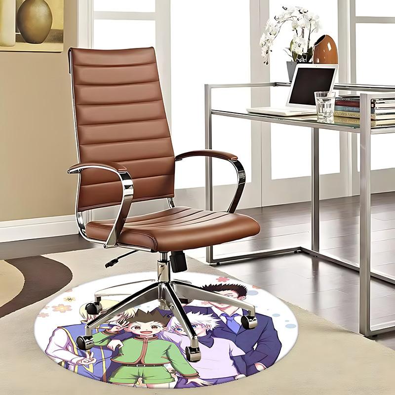 1pc Hunter X Hunter Anime Cartoon Design Round Carpet - Office Chair Mat, Non-Slip Rug for Home Decor, Living Room, Bedroom
