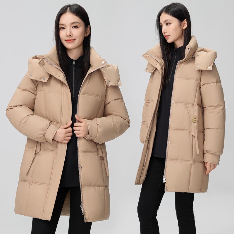 Cangzhou down cotton clothes women's hooded thickened streamers long down cotton clothes big quilt over the knee casual women's cotton jacket