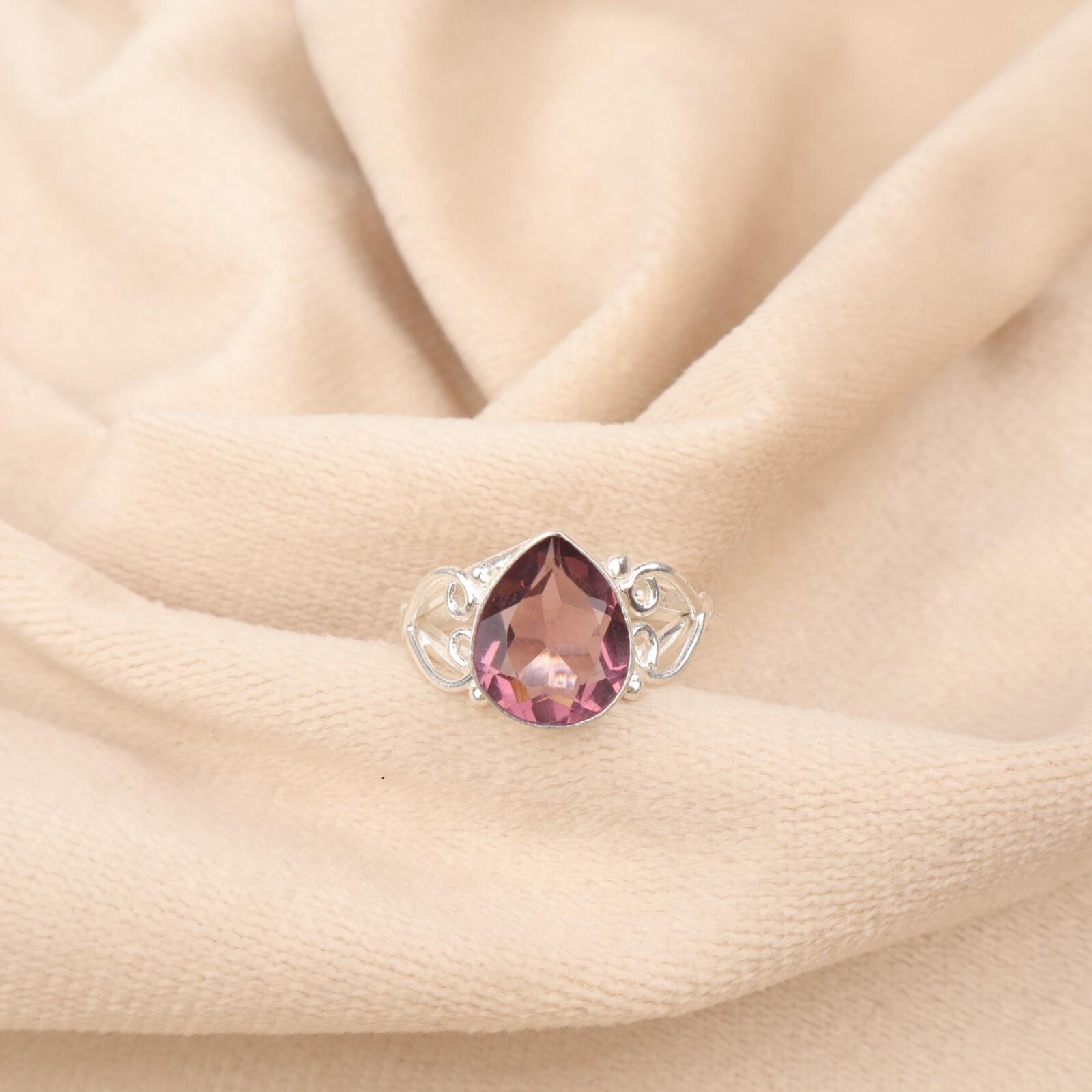 

Натуральный камень Родолит Ручная работа 925 стерлинговое серебро Ювелирное кольцо для женщин RR-46-16 10.25